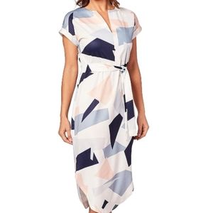 Women's Dresses Summer Floral Geometric Pattern Short Sleeve Midi V-Neck Small